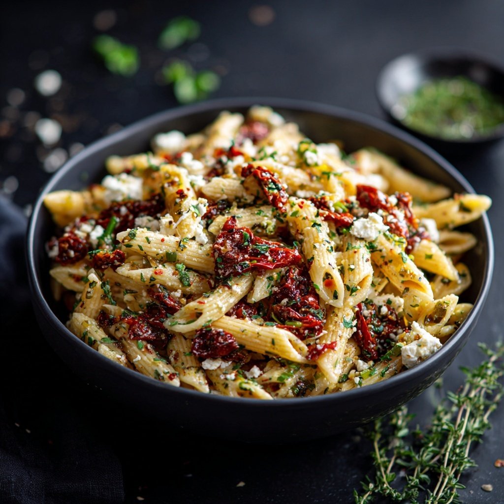 Mediterraner Nudelsalat Mit Feta