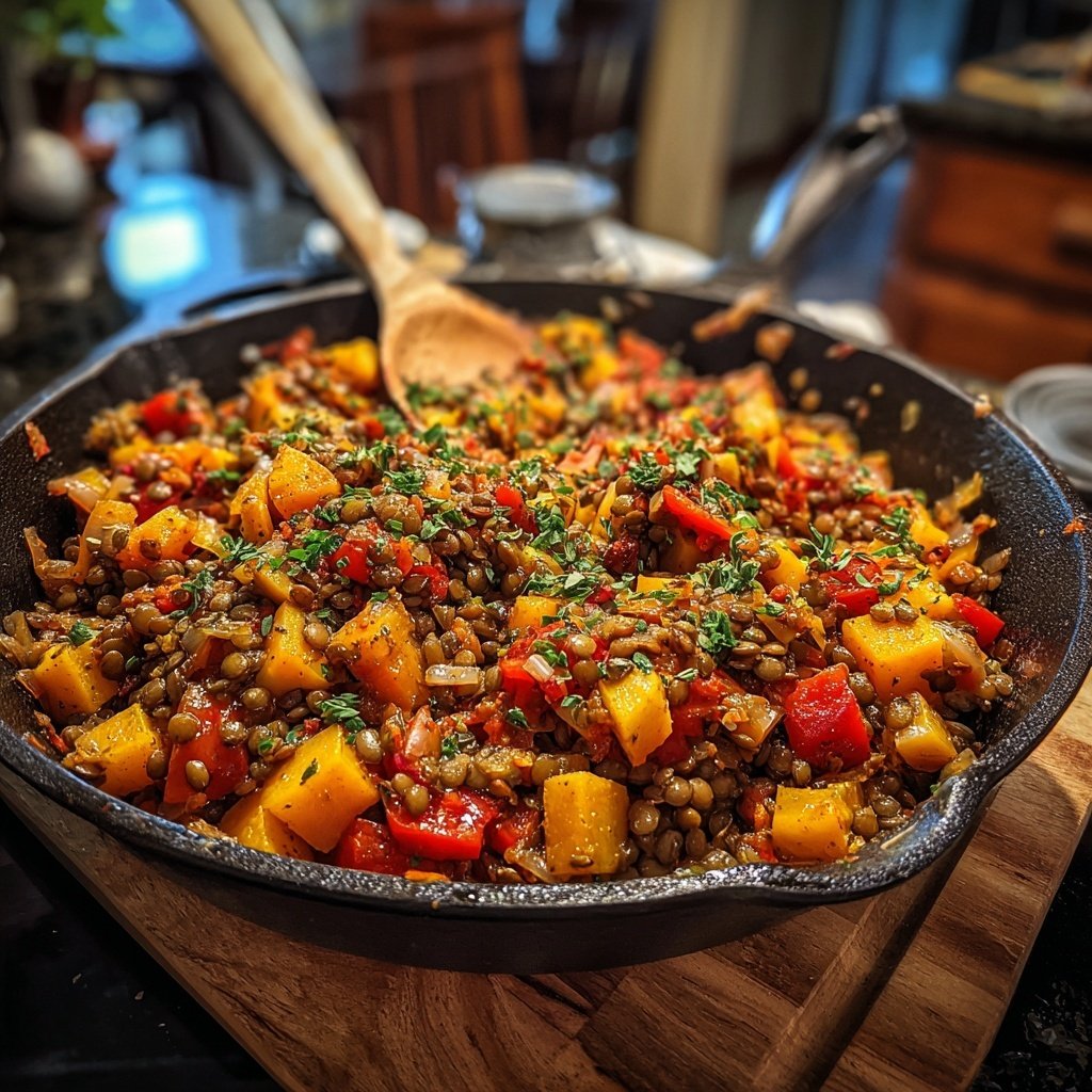 Vegetarische Linsenpfanne Schnell