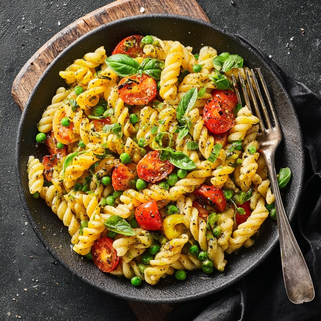 Mediterraner Nudelsalat Mit Erbsen