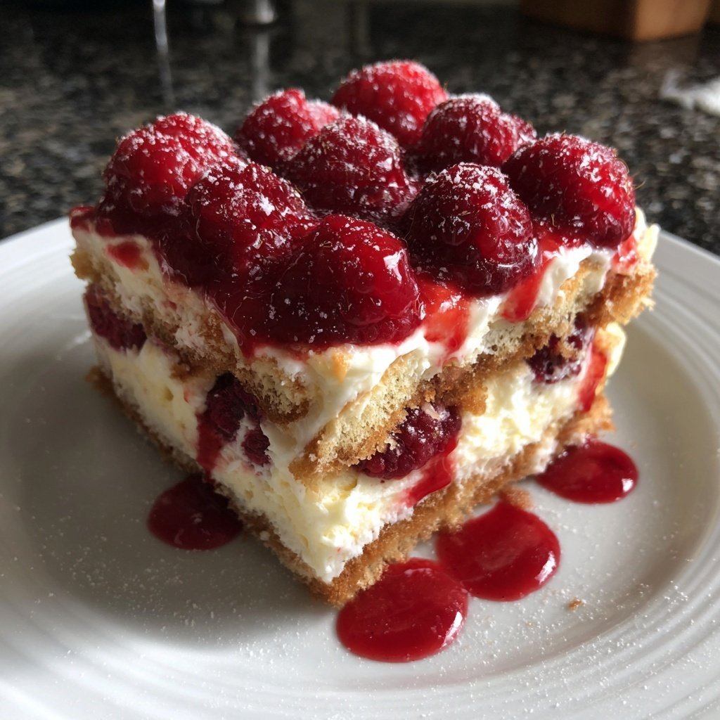 Rosa Tiramisu mit Himbeeren