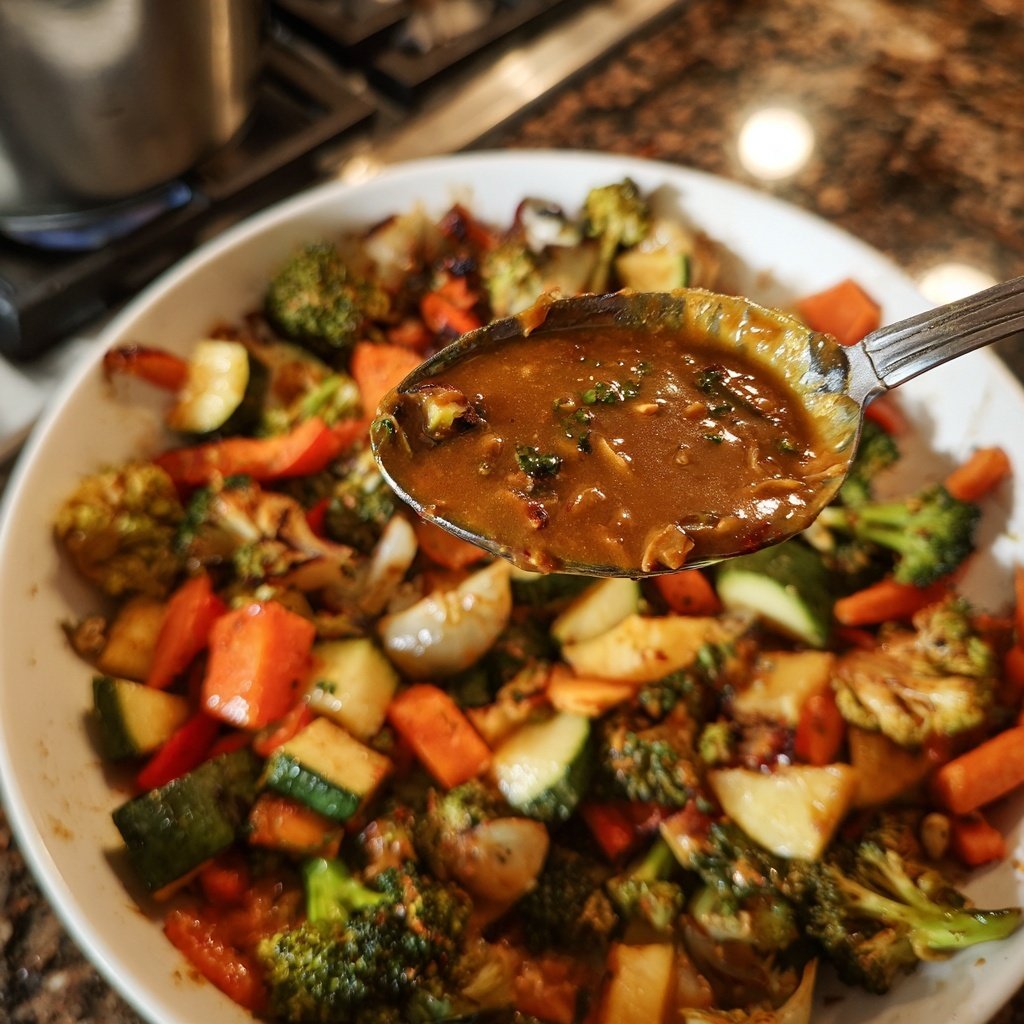 Gemüsepfanne mit Erdnusssauce