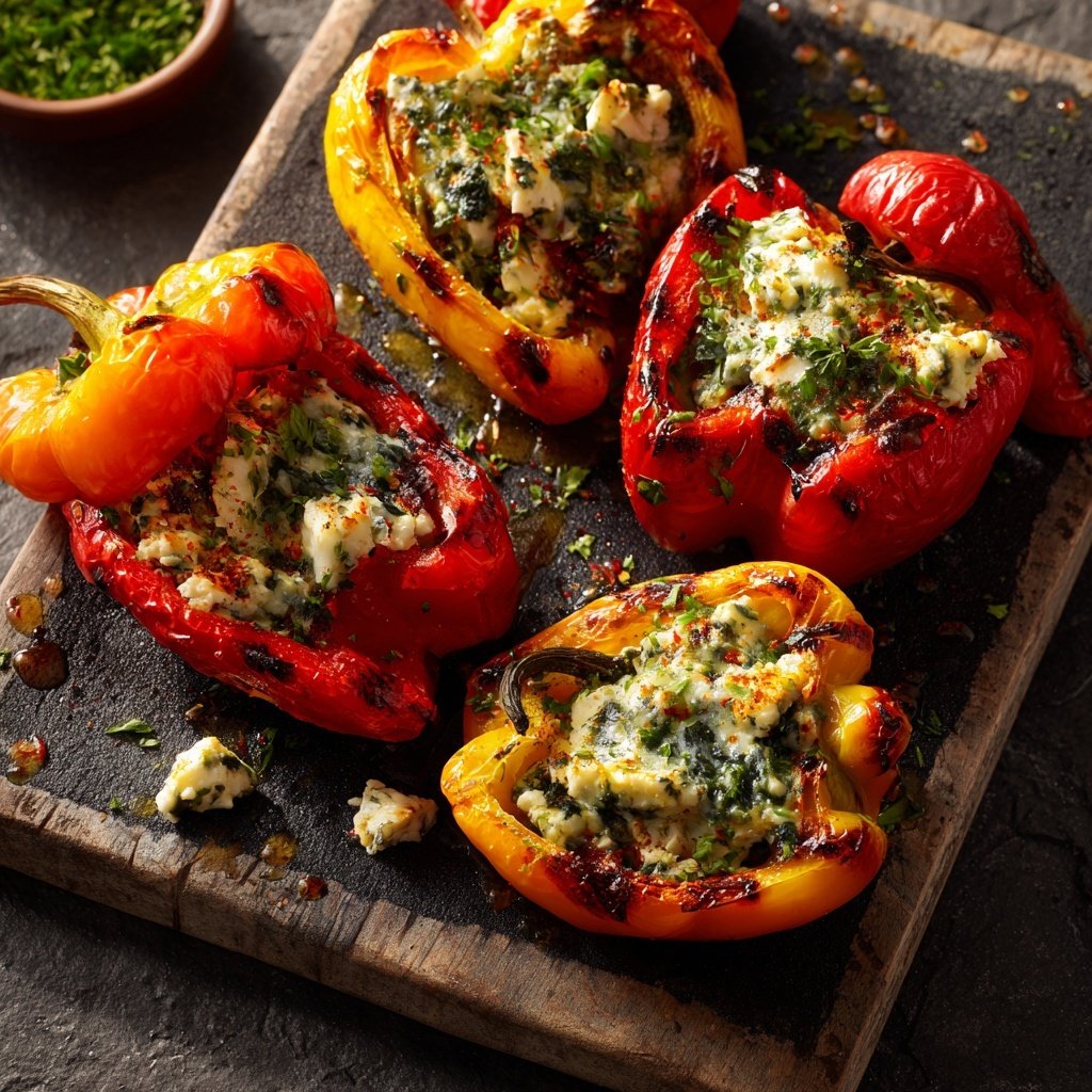 Gegrillte Paprika Mit Feta
